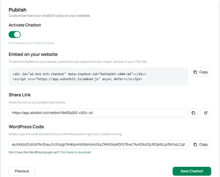 AI Chatbot Embed Code