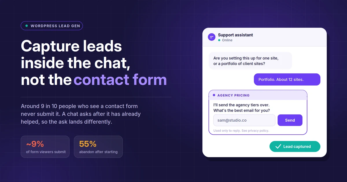 Chatbot Lead Capture in WordPress